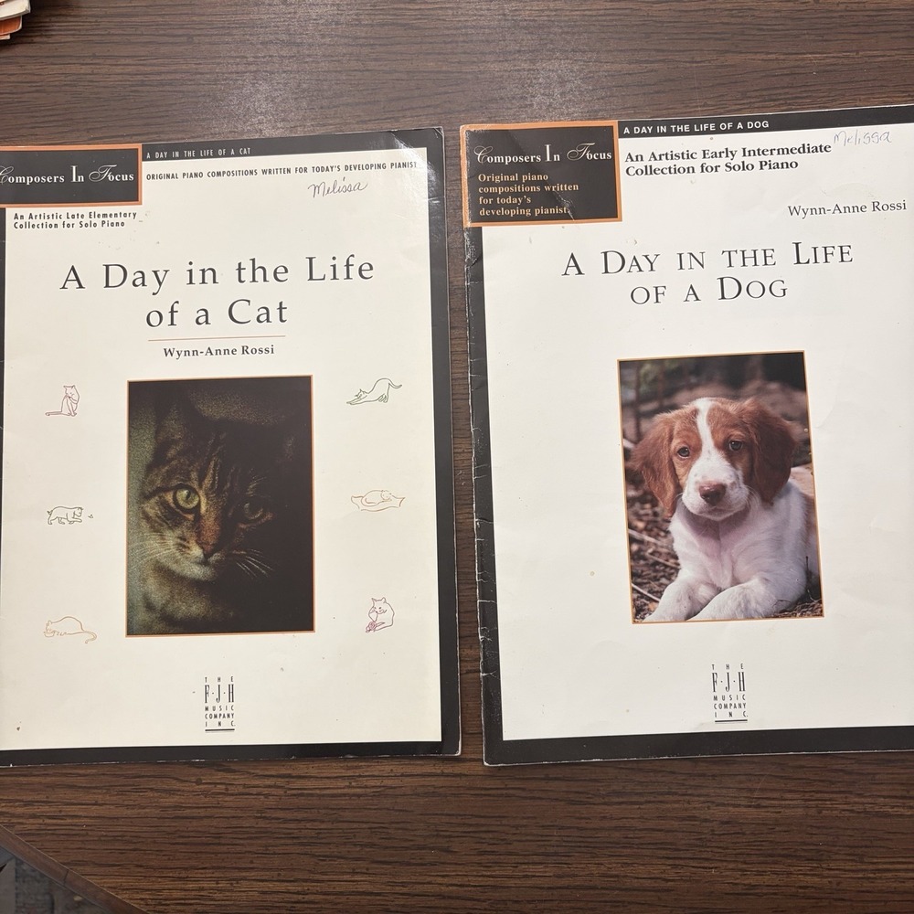 A Day In The Life Of A Cat/Dog.  2 Piano Music Books.  FJH.  Wynn-Anne Rossi.